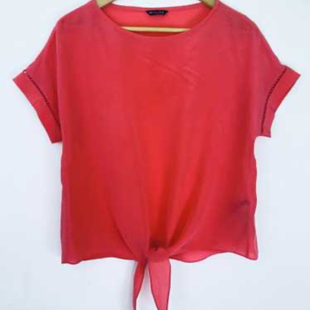 Women's Tie-Front Top Silk Massimo Dutti Tunic like new
